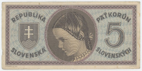 Slovakia 5 Korun 1945 (ND)
P# 8a, N# 247092; # K 045; F