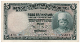Albania 5 Franka Ari 1926 (ND)
P# 2a, N# 221079; # J.38017; AUNC