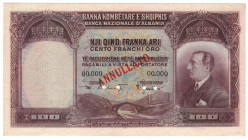 Albania 100 Franka Ari 1926 (ND) Specimen
P# 4s, N# 243289; # 00000; UNC