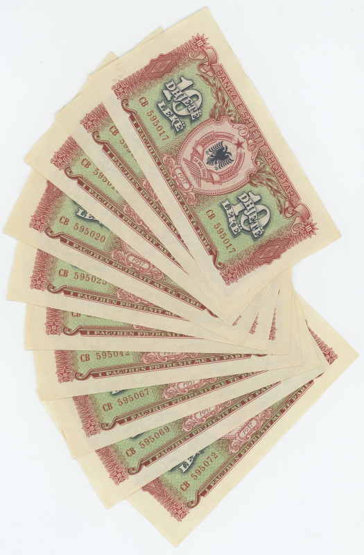 Albania 10 x 10 Leke 1957 With Consecutive Numbers
P# 28a, N# 221751; UNC