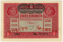 Austria 2 Kronen 1917 Specimen
P# 50s, N# 202742; # 1594 No. 698582; Stamped & perforated "MUSTER"; UNC-