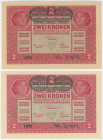 Austria 2 x 2 Kronen 1917
P# 50, N# 202742; # 1499 814061; Overprint "DEUTSCHÖSTERREICH"; UNC