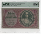 Austria 5000 Kroner 1922 PMG 65 Gem Uncirculated EPQ
P# 79, # 1271 07749