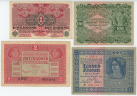 Austria Lot of 4 Banknotes 1917 -1922
VF-XF