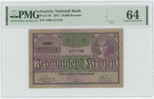 Austria 10000 Kronen 1924 PMG 64 Choice UNC
P# 85, N# 244665; # 1020 311739