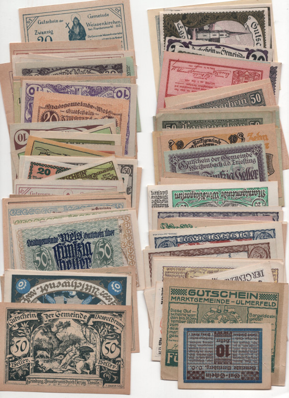 Austria 100 x Notgelds 1920 th
Various States, Denominations, Dates & Motive; X...