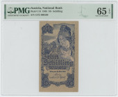 Austria 10 Schilling 1945 PMG 65 EPQ Gem UNC
P# 114, N# 213183; # 1572 000560