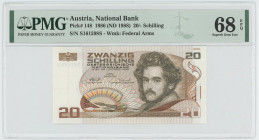Austria 20 Schilling 1986 PMG 68 EPQ Superb Gem UNC
P# 148, N# 202270; # S161598S; UNC
