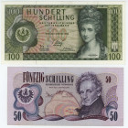 Austria 50 - 100 Schilling 1969 - 1970
P# 143, 146, # Z046063K # G507740R; XF+