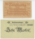 Austria Lot of 2 Notgelds 1916
Sigmundsherberg 50 Heller / Halbmondlager 10 Mark; AUNC