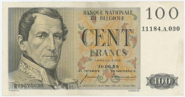 Belgium 100 Francs 1958
P# 129c, N# 207624; # 11184.A.030; AUNC