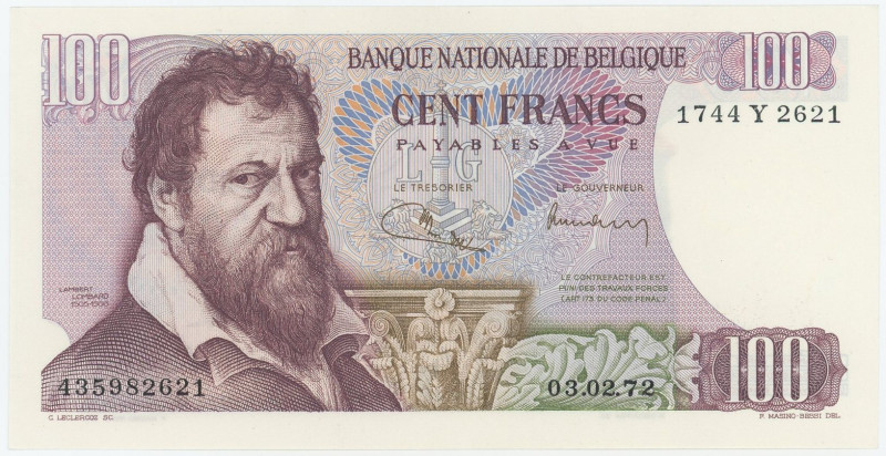 Belgium 100 Francs 1972
P# 134, N# 206236; # 1744 Y 2621; UNC