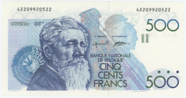 Belgium 500 Francs 1982 - 1998 (ND)
P# 143a, N# 208218; # 42209920522; Signatures: Verplaetse and Bertholome; UNC