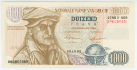Belgium 1000 Francs 1963 Propaganda Note
# 2785 F 859; XF