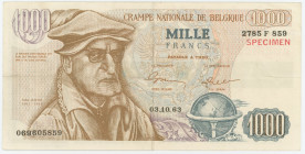 Belgium 1000 Francs 1963 Propaganda Note
# 2785 F 859; XF+