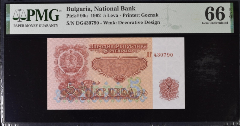 Bulgaria 5 Leva 1962 PMG 66 Gem uncirculated EPQ
P# 90a, # DG430790