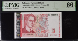 Bulgaria 5 Leva 2009 PMG 66 Gem uncirculated EPQ
P# 116b, # BI5220543