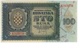 Croatia 100 Kuna 1941
P# 2a, N# 206356; # A3438738; UNC