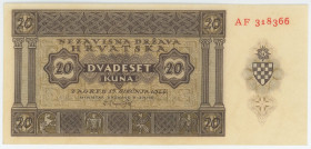 Croatia 20 Kuna 1944
P# 9b, N# 294299; # AF 318366; Not Issued; UNC