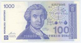 Croatia 1000 Dinara 1991
P# 22a, N# 202807; # B2575045; UNC