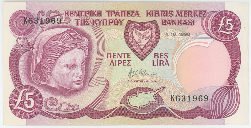 Cyprus 5 Pounds 1990
P# 54, N# 211478; # K 631969; XF