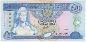 Cyprus 20 Pounds 1992 Low Binary Number
P# 56a, N# 211489; # B000066; Turkish words incorrectly spelled without diacritical dots on "İ"; AUNC