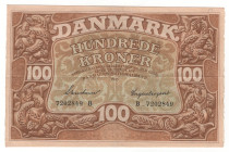 Denmark 100 Kroner 1943
P# 33d, N# 224321; # B 7202849; VF-XF