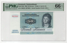 Denmark 50 Kroner 1982 PMG 66 Gem Uncirculated EPQ
P# 50e, # C0822L 8673082