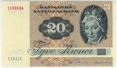 Denmark 20 Kroner 1983
P# 49d, N# 204321; # C2832E 1193034; XF/AUNC