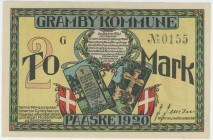 Denmark Gramby Kommune 2 Mark 1920 Notgeld
# G 0155; AUNC