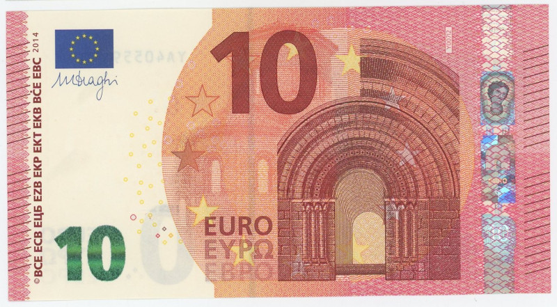 Europe Greece 10 Euro 2014
P# 21, N# 204879; # YA4055950889; Signature: Mario D...