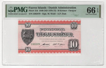 Faroe Islands 10 Kronur 1949 (1970 - 1972) (ND) PMG 66 Gem Uncirculated EPQ
P# 15d, # 5383970