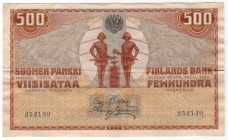 Finland 500 Markkaa 1909 (1918)
P# 23, N# 214682; # 252139; XF