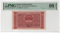 Finland 10 Markkaa 1945 (1948) (ND) PMG 66 Gem Uncirculated EPQ
P# 85, # I3685741