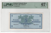 Finland 5 Markkaa 1963 PMG 67 Superb Gem Unc EPQ
P# 99a, # M2187977