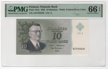 Finland 10 Markkaa 1963 PMG 66 Gem Uncirculated EPQ
P# 104a, # AZ5783230