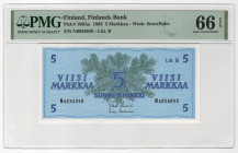 Finland 5 Markkaa 1963 PMG 66 Gem Uncirculated EPQ
P# 106Aa, # N6856858