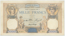 France 1000 Francs 1936
P# 79c, N# 205800; # M.2577 901; VF