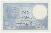 France 10 Francs 1940
P# 84, N# 206551, F.07/25; # G.82124 307; Minerve type 1915 modifié; AUNC