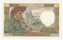 France 50 Francs 1941
P# 93a, N# 206397; # F.142 36321; UNC