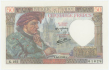 France 50 Francs 1942
P# 93, N# 206397, F.19/18; # K.162 61629; UNC