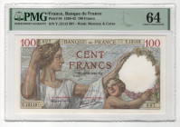 France 100 Francs 1940 PMG 64 Choice Uncirculated
P# 94, # Y.12112 897