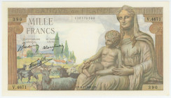France 1000 Francs 1943
P# 102, N# 205637; # V.4671 390; UNC