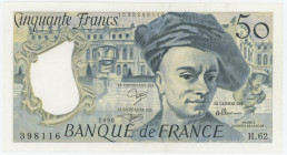France 50 Francs 1990
P# 152e, N# 204981; # H.62 398116; UNC