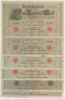 Germany - Empire 6 x 1000 Mark 1910
P# 44 - 45, N# 202158, N# 203637; Green & red seal; XF+