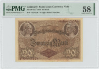 Germany - Empire 20 Mark 1914 PMG 58 Choice About UNC
P# 48a, N# 206187; # F 775228