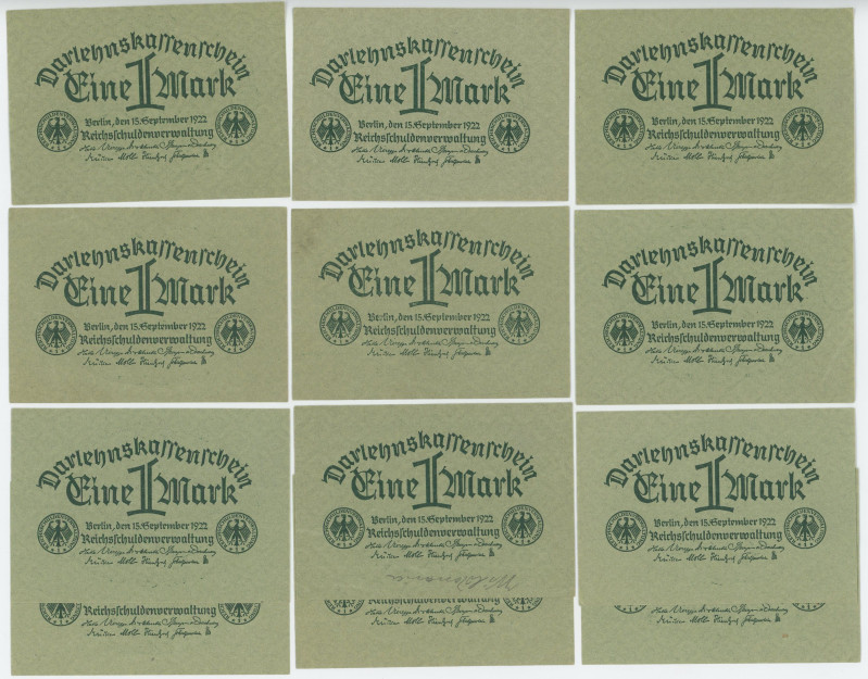 Germany - Weimar Republic 12 x 1 Mark 1922
P# 61, N# 204191; Darlehnskassensche...