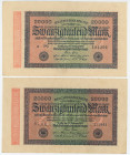 Germany - Weimar Republic 2 x 20000 Mark 1923
P# 85, N# 203613; Reichsbanknote; XF+