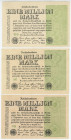 Germany - Weimar Republic 3 x 1000000 Mark 1923
P# 102, N# 202231; Reichsbanknote; XF+