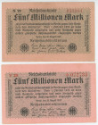 Germany - Weimar Republic 2 x 5000000 Mark 1923
P# 105, N# 203349; Reichsbanknote; XF/AUNC